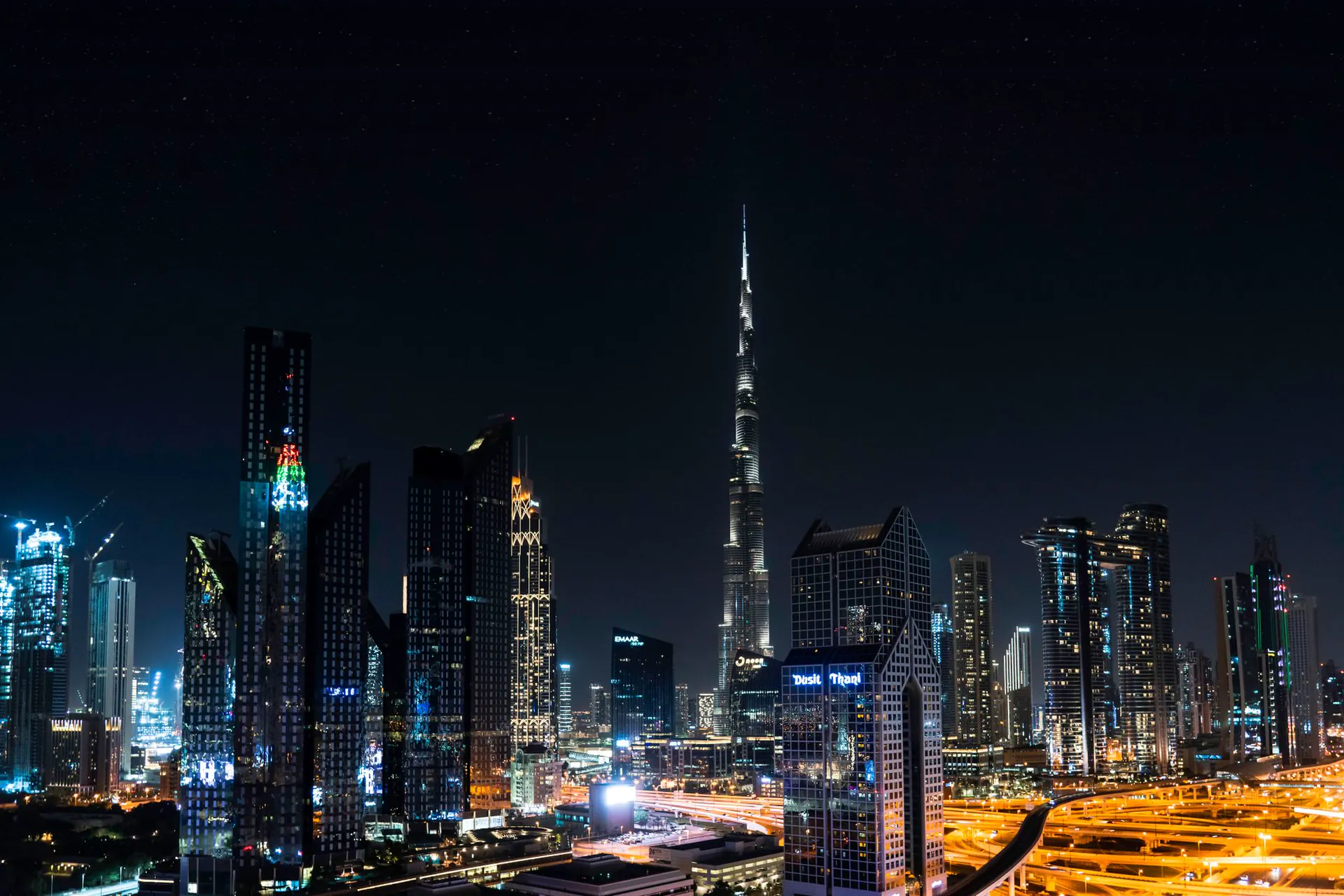 Dubai skyline at night